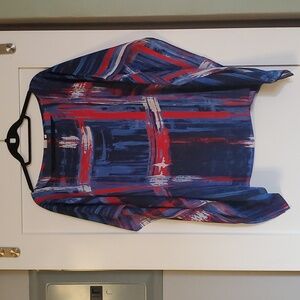 Jones New York Blue and Red Batwing Top - Size 1X